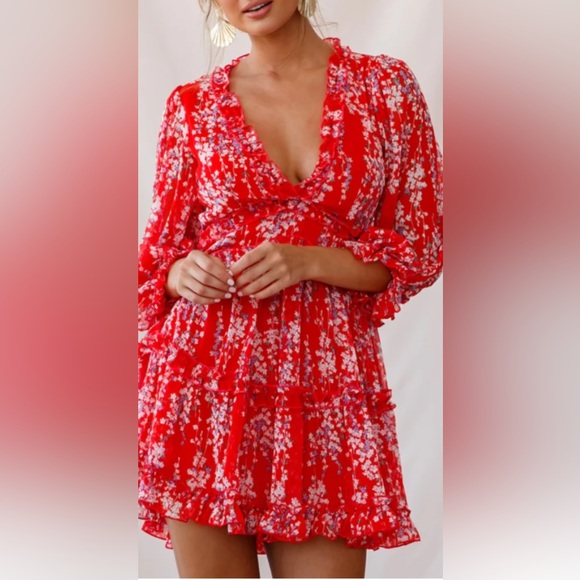 Saints Secrets Women’s Open Back Ruffled Ditzy Print Mini Dress Size Small - Picture 15 of 16